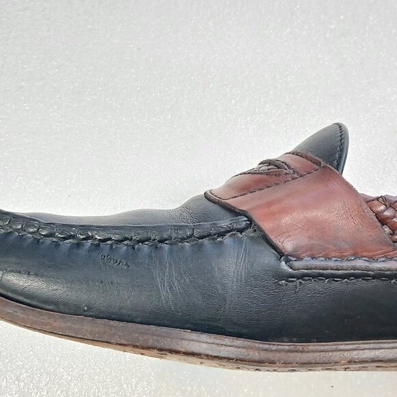 Allen Edmonds Newcastle Black & Brown Leather Braided Loafers Mens 9D Made USA